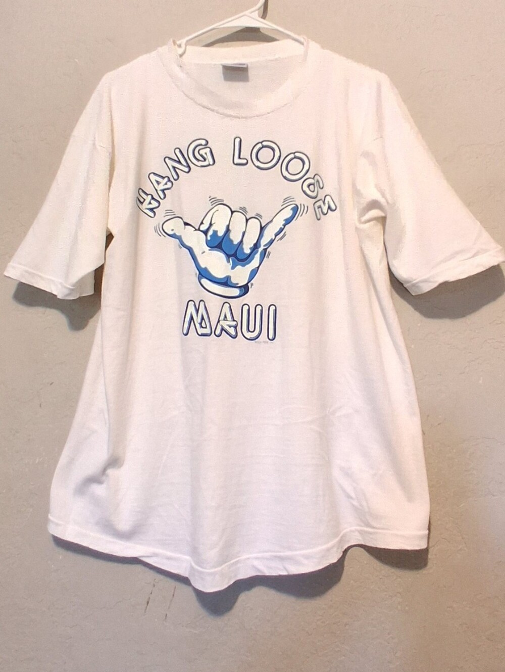 Vintage 80s Hang Loose Maui Hawaii Tee Shaka Surfer Rare Graphic Cotton Graphic